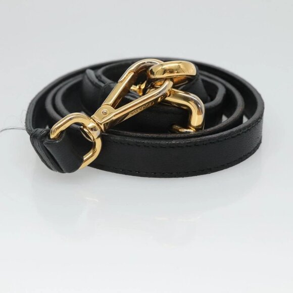 PRADA ribbon Hand Bag Nylon Leather 2way Black Gold Auth ki5666 - Picture 11 of 16